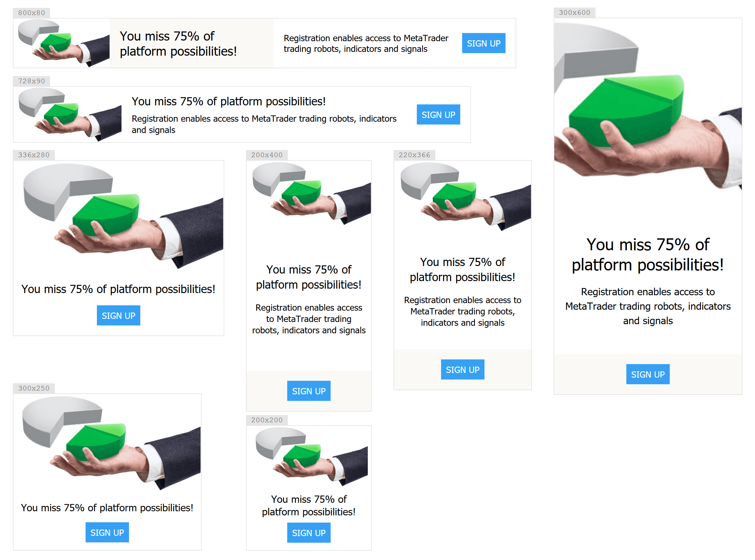 Finteza helps you create banners that are displayed correctly on any device Finteza helps you create banners that are displayed correctly on any device